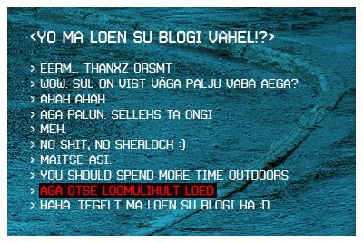 ma loen su blogi ka, selline pilt on siin